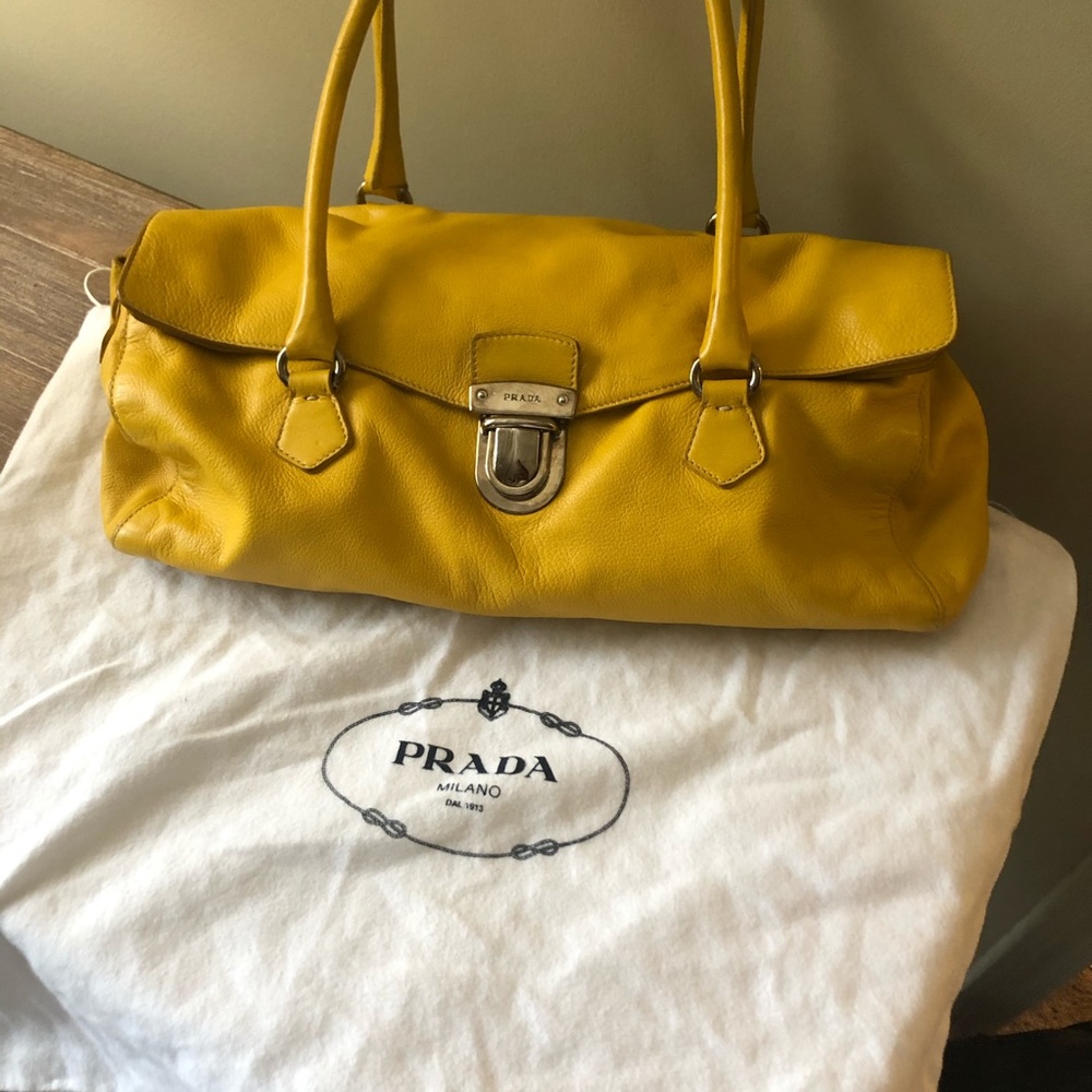 Gold yellow Prada purse